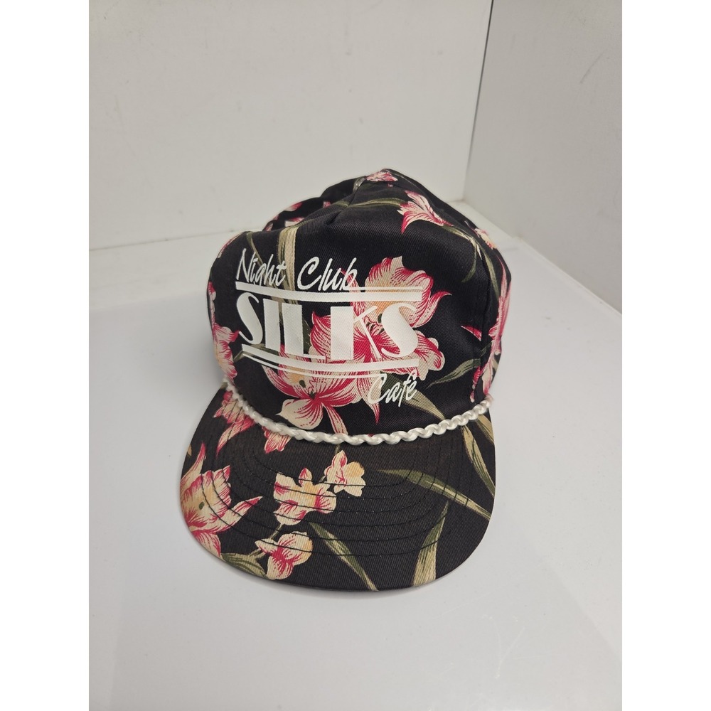 Vintage Silks Night Club San Sun Floral Hawaiian Rope Snapback Hat 80s